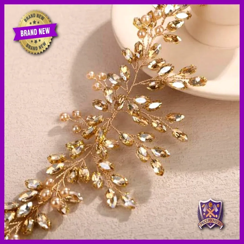 Handmade Crystal Pearl Hair Vine Headband Wedding Bridal Accessory